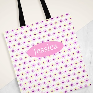 Girl&#39;s Floral Tote Bag, Book Bag, Kid&#39;s Tote Bag, Personalized Tote, Girl&#39;s Purse, Mini Beach Bag, Christmas Gift