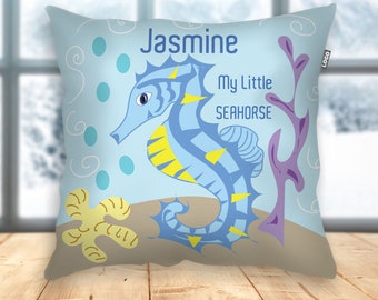 Sea Horse Kid's Pillow, Girl's Pillow, Animal Design, Kids Bedroom Decor, Sea Creature Toy, Cartoon Pillow, Birthday Gift, Home School