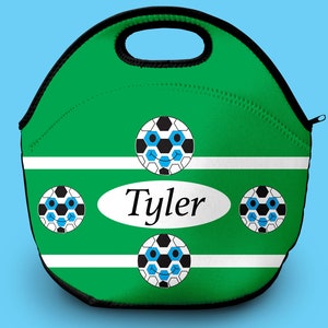 Voetbal lunchtas voor kinderen, lunchtas van neopreen, terug naar schooltas, lunchtas voor kinderen, geïsoleerde lunchtas, voetbalcadeaujongen, sporttas