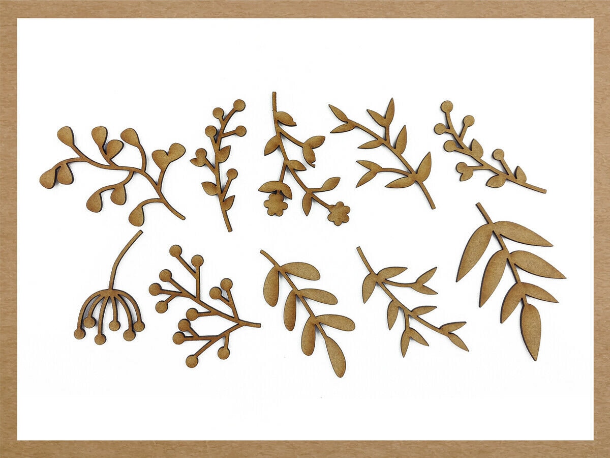 Wooden cutouts Wooden branch tree floral Laser cut wooden shapes Craft shapes 3mm Wooden embellishments Plywood shapes