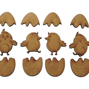 Wooden Chicken Egg Easter craft shape MDF decoration embellishment SET OF 12