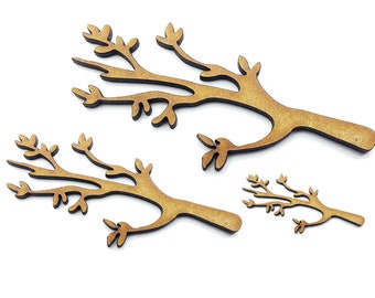 Wooden Mdf Branch Shape Craft Ornament Laser Cut Embellishment