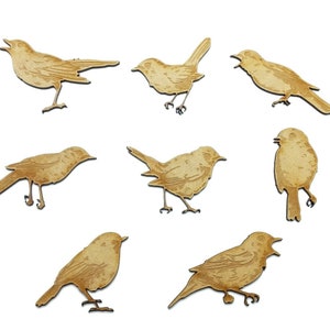 Wooden bird, Animal, Craft shape, Cutouts, Wood embellishment, Laser cut, MDF craft shape, Set of 8