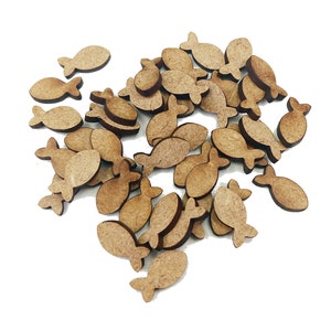 Wooden Fish Craft Shape 15mm Tiny MDF Laser Cut Embellishment Decoration 25 | 50 | 100pcs
