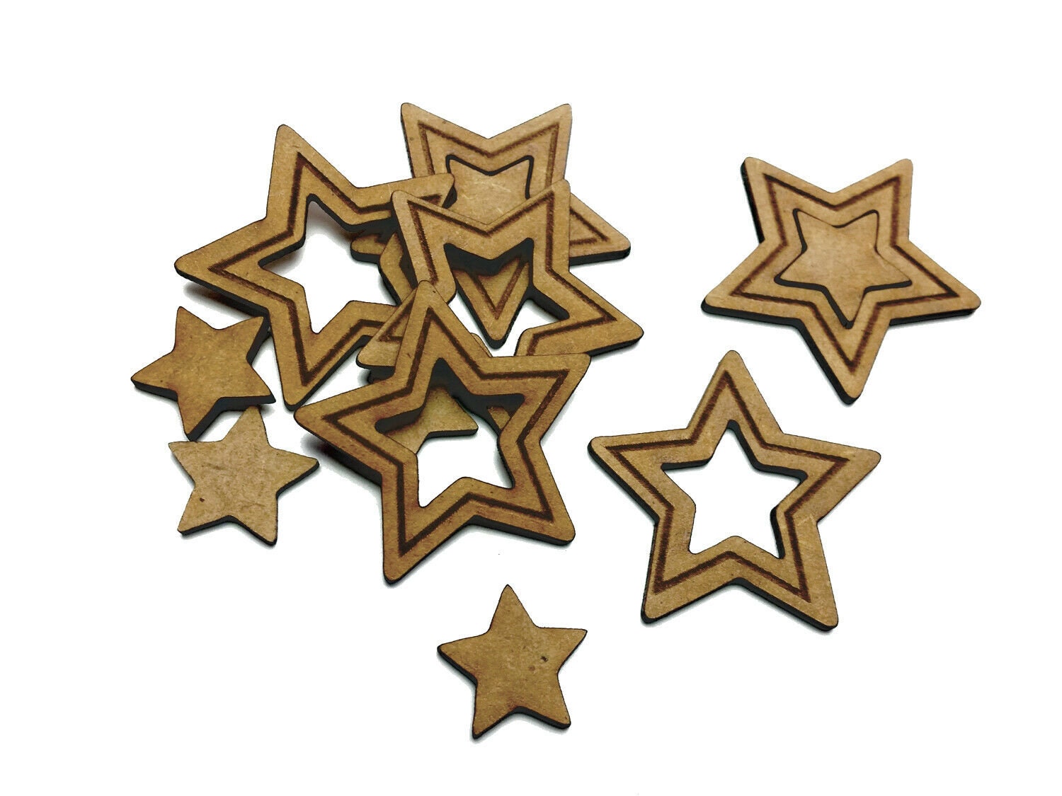 Wooden Star Craft Shapes 10 x 150mm Wooden Star Craft Shapes With Hanging  Hole
