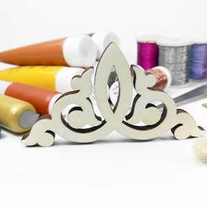 Unfinished Wooden Ornament shape wood craft embellishment laser cut blank DIY pieces plywood slices art floral decor #8