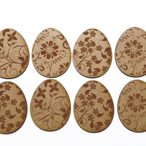 Wooden Easter Egg Floral craft shape laser cut MDF embellishment decoration SET OF 8