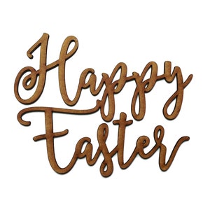 Happy Easter Wooden MDF Craft Shape Laser Cut Embellishment Decoration
