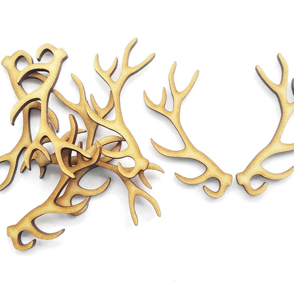 Deer Antlers Wooden Craft Shape MDF Blank Embellishment Laser Cutout Decoration