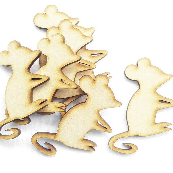 Mouse Animal Wooden Craft Shape MDF Blank Embellishment Laser Cutout Decoration