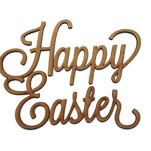 Wooden &quot;Happy Easter&quot; Word Decoration MDF Craft Shape Embellishment