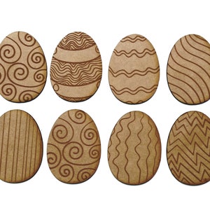 Wooden MDF Easter Eggs decoration craft shape laser cut embellishment SET OF 8