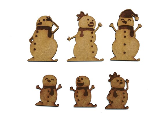 SNOWMAN MDF Wooden Christmas Shape Freestanding 200mm & 150mm