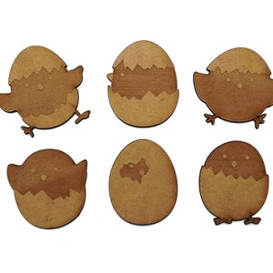 Wooden MDF Easter Chicken Egg craft shape decoration embellishment SET OF 6