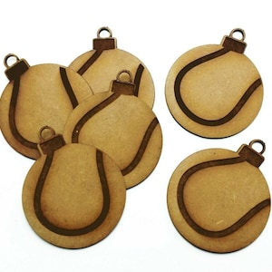 Wooden Tennis Bauble Christmas Craft Shape MDF Embellishment Cutout Decoration