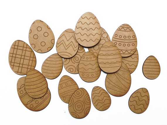 Small Easter Eggs Wooden Decorations Assorted Craft Shape MDF Embellishment  PACK 