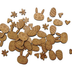 Small Easter Wooden Decorations Assorted Egg Craft Shape MDF Embellishment PACK