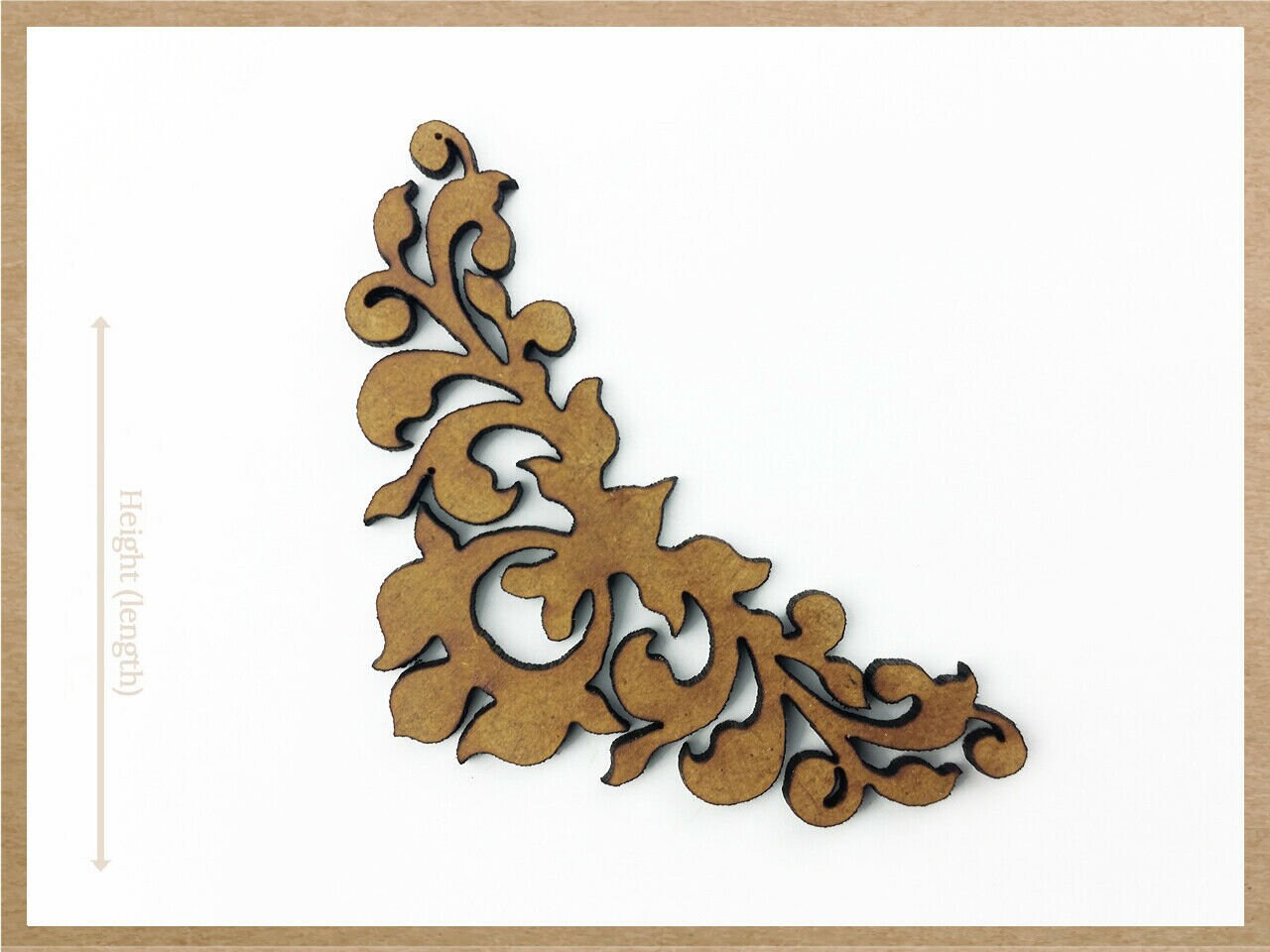 Wooden MDF shapes floral flower branch ornament laser cut embellishment