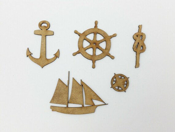 Wooden MDF shapes sailing shape anchor ship boat compass cord | Etsy