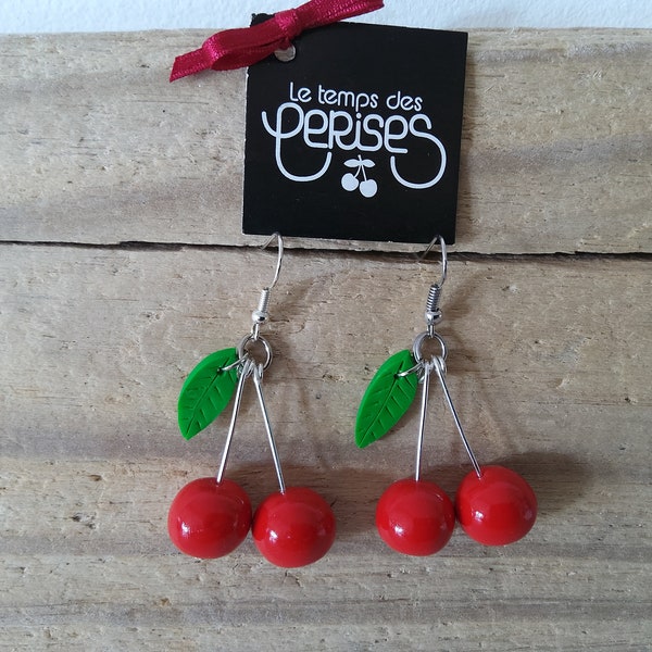 Boucles d’oreilles Cerises gourmandes et Boîte cadeau