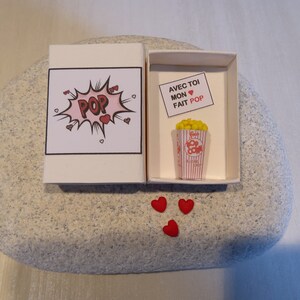 Message in a box, Popcorn, Valentine’s Day Gift, Heart