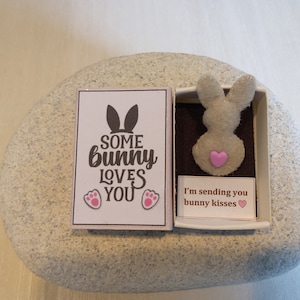 Boîte à message, Lapin feutrine, Joyeuses Pâques, Bisous dans une petite boîte, Réconfort