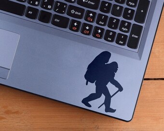 Sasquatch Hiking Decal, Bigfoot Decal, Sasquatch Decals, Hiker Decal, Mountain Decal, Adventure Decal, Laptop Decal, Car Decal, Hiker | 252