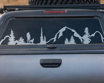 Hiker and Dog Mountain Decal | Hiking Decal | Dog Decal | Mountain Stickers | Car Decal | Hiking Stickers | Banner Decal | Dog Lovers | 294