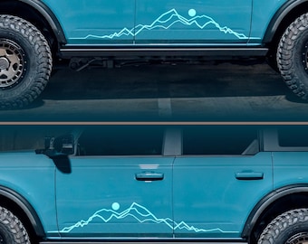 Mirrored PAIR of Line Art Mountain Range Decals, Mountain Decal, Mountain Sticker, Nature Decal, Adventure Decal, Car Decal, Banner | 273P