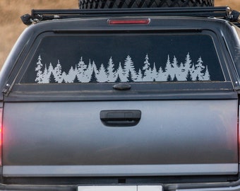 Forest Banner Vinyl Decal, Trees, Mountain Decal, Mountain Sticker, Nature Decal, Adventure Decal, Laptop Decal, Car Decal, Outdoors | 107