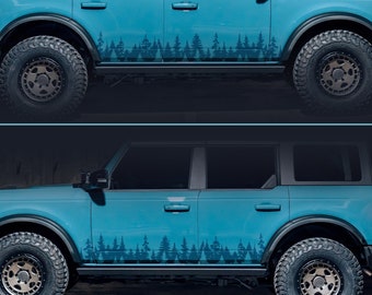 Mirrored PAIR of Forest Banner Vinyl Decals, Mountain Decal, Mountain Sticker, Nature Decal, Adventure Decal, Laptop Decal, Car Decal | 107P