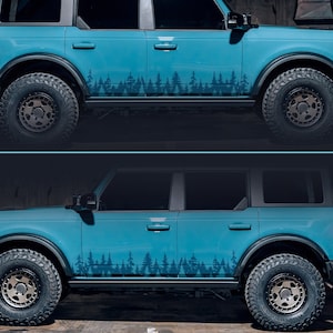 Mirrored PAIR of Forest Banner Vinyl Decals, Mountain Decal, Mountain Sticker, Nature Decal, Adventure Decal, Laptop Decal, Car Decal | 107P