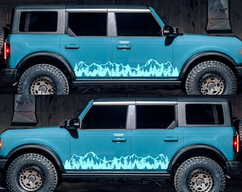 Mirrored PAIR of Mountain Banner Vinyl Decals, Mountain Decal, Mountain Sticker, Nature Decal, Adventure Decal, Laptop Decal, Car Decal | 3P