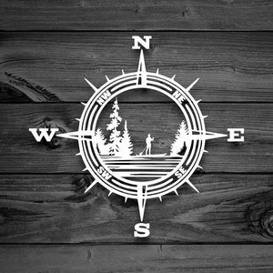 Paddleboard Compass Vinyl Decal – SUP Lake Adventure Sticker for Cars, Trucks, Laptops, Water Bottles, Camping, Explore More | 208