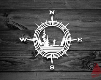 SUP Board Compass Decal, Tree Decal, Car Decal, Outdoor Decal, Paddle Board, Paddleboarding Decal, Laptop Decal, Outdoor Decal | 208