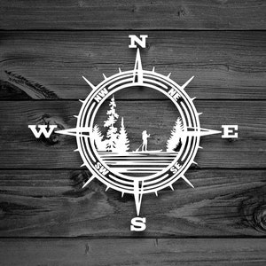 Paddleboard Compass Decal, SUP Decal, Car Decal, Outdoor Decal, Paddle Board, Mountain Decal, Laptop Decal, Adventure Decal, SUP Board | 169