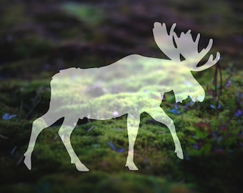 Calcomanía de alce / Silueta de alce / Calcomanía para auto / Calcomanía para computadora portátil / Calcomanía de animal / Calcomanía para vaso / Calcomanías personalizadas / Calcomanía canadiense / PNW / 292