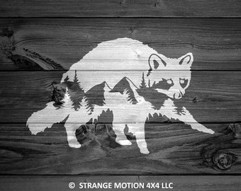 Raccoon Decal, Car Decal, Mountain Decal, Laptop Decal, Adventure Decal, Outdoor Decal, Trash Panda Decal, Raccoon Sticker, Animals | 145