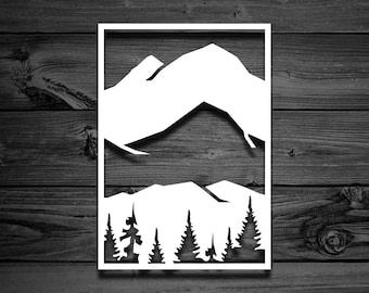 Mountain Decal, Car Decal, Mountains and Trees Decal, Nature Sticker, Adventure Decal, Laptop Decal, Outdoor Sticker, Nature Decals | 183