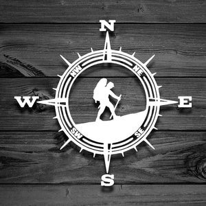 Hiker Decal, Car Decal, Mountain Decal, Compass Decal, Outdoor Decal, Camping Decal, Hiking Decal, Window Decals, Adventure Decal | 129