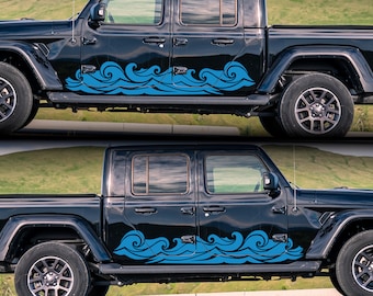 Pair of Ocean Banner Vinyl Decals, Banner Decal, Ocean Decal, Coast Waves, Ocean Sticker, Nature Decal, Adventure Decal, Car Decal | 270P