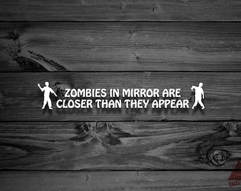 Zombie Vinyl Decal, Walker Decals, Car Decal, Car Mirror Decal, Outdoor Decal, Mirror Decal, Zombies In Mirror, Funny Stickers, Zombies | 88