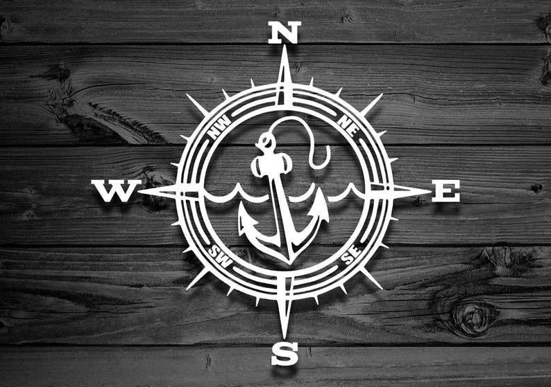 Anchor Compass Vinyl Decal Car Decal Navy Decal Laptop Etsy