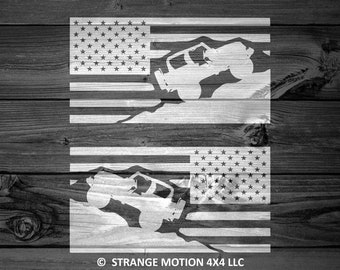 Wrangler Flag Decal Pair, Mountain Decal, TJ Decal, Car Decal, Outdoor Decal, Wrangler Decal, Offroad Decal, Laptop Decal, Flag Decal | 250P