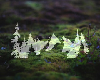 Mountains and Trees Decal | Mountain Car Decal | Car Decal | Mountain Sticker | Tree Car Decal | Mountain Decal | Laptop Decal | 34