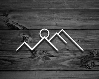 Mountain Vinyl Decal, Car Decal, Mountain Decal, Mountain Sticker, Outdoor Decal, Adventure Decal, Laptop Decal, Sunset Decal, Sunrise | 148