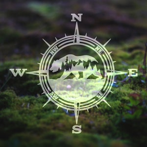 Custom Bear Compass Vinyl Decal for Cars, Tumblers, Laptops, Outdoor Enthusiasts | Mountains | Nature and Mountain Themed Decal/Sticker | 53