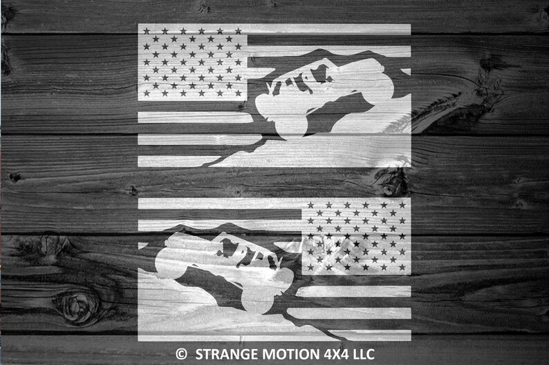 Wrangler Flag Vinyl Decal PAIR Offroad Decal JKU Decals Wrangler Sticker Mountain Decal American Flag Decal Flag Decal 25P image 2
