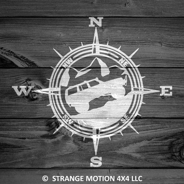 Mountain Decal For Cherokee, Car Decal, Compass Decal, Explorer Sticker, Outdoor Stickers, Mountain Decals, Offroad Decals, 4x4, XJ | 38