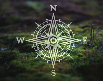 Compass Rose Decal | Rustic Decal | Car Decal | Adventure Decal | Compass Sticker | Mountain Compass | Laptop Decal | Outdoor Decal | 276